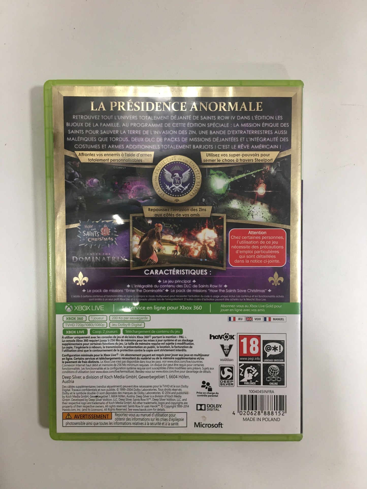 Saints row 4 les bijoux de famille Xbox 360 avec notice