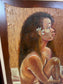 Tableau / peinture huile ou acrylique sur fibres végétales tahiti 2004 Gisèle Ledoux