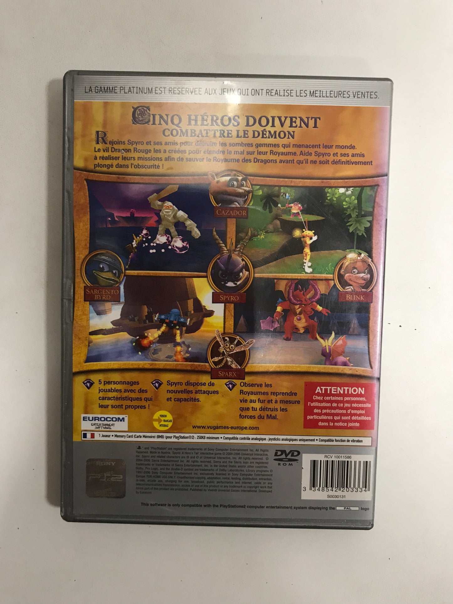 Spyro a hero’s tail Sony PS2 avec notice