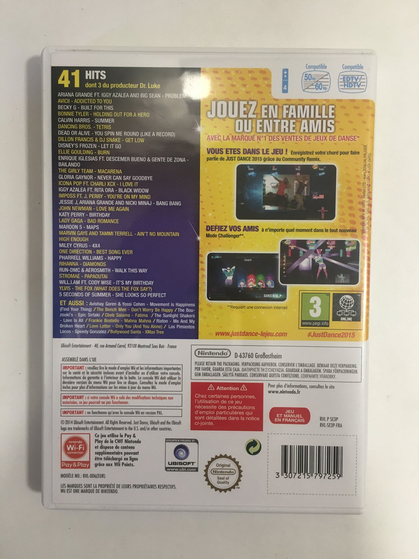 Just dance 2015 Nintendo wii avec notice