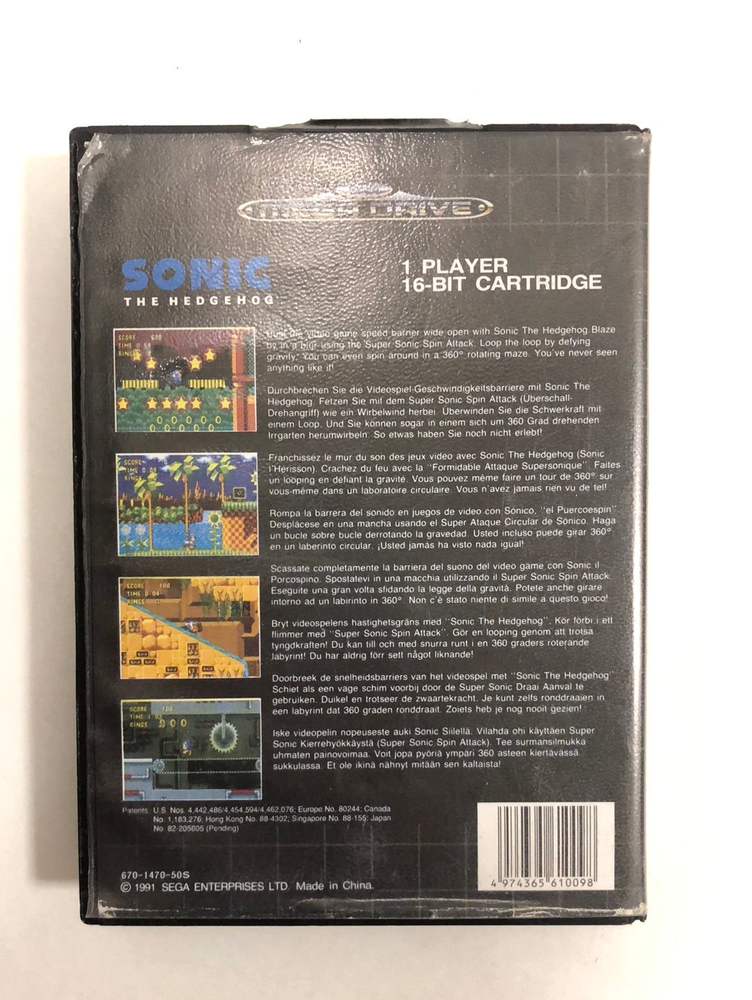 Sonic the hedgehog sega megadrive avec notice