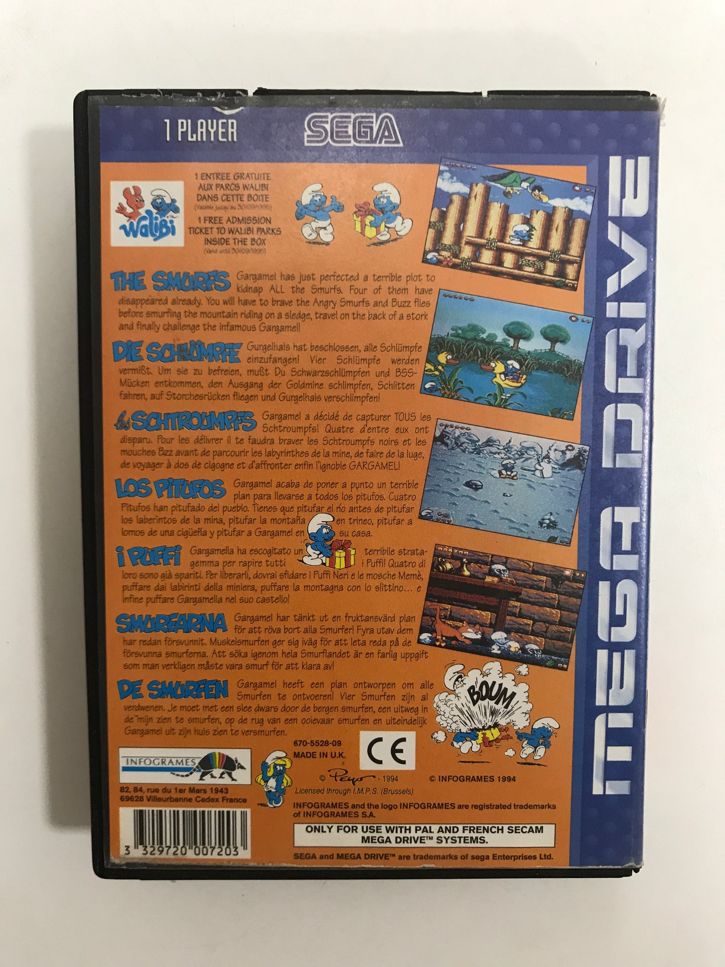 Les schtroumpfs sega megadrive avec notice