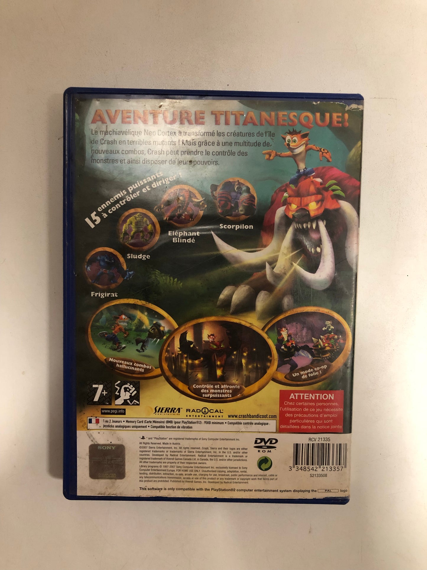 Crash of the titans + dvd bonus PAL Sony ps2 avec notice