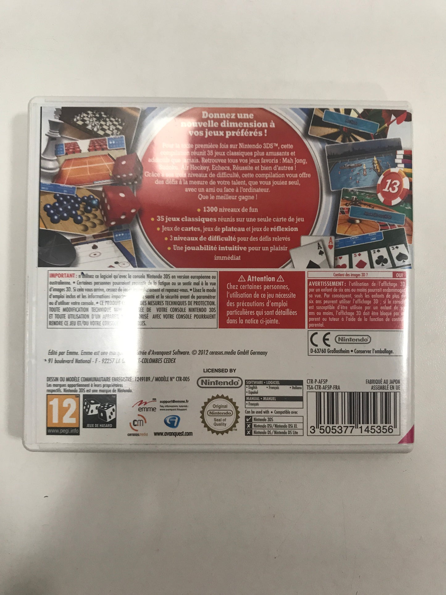 35 jeux classiques Nintendo 3ds avec notice