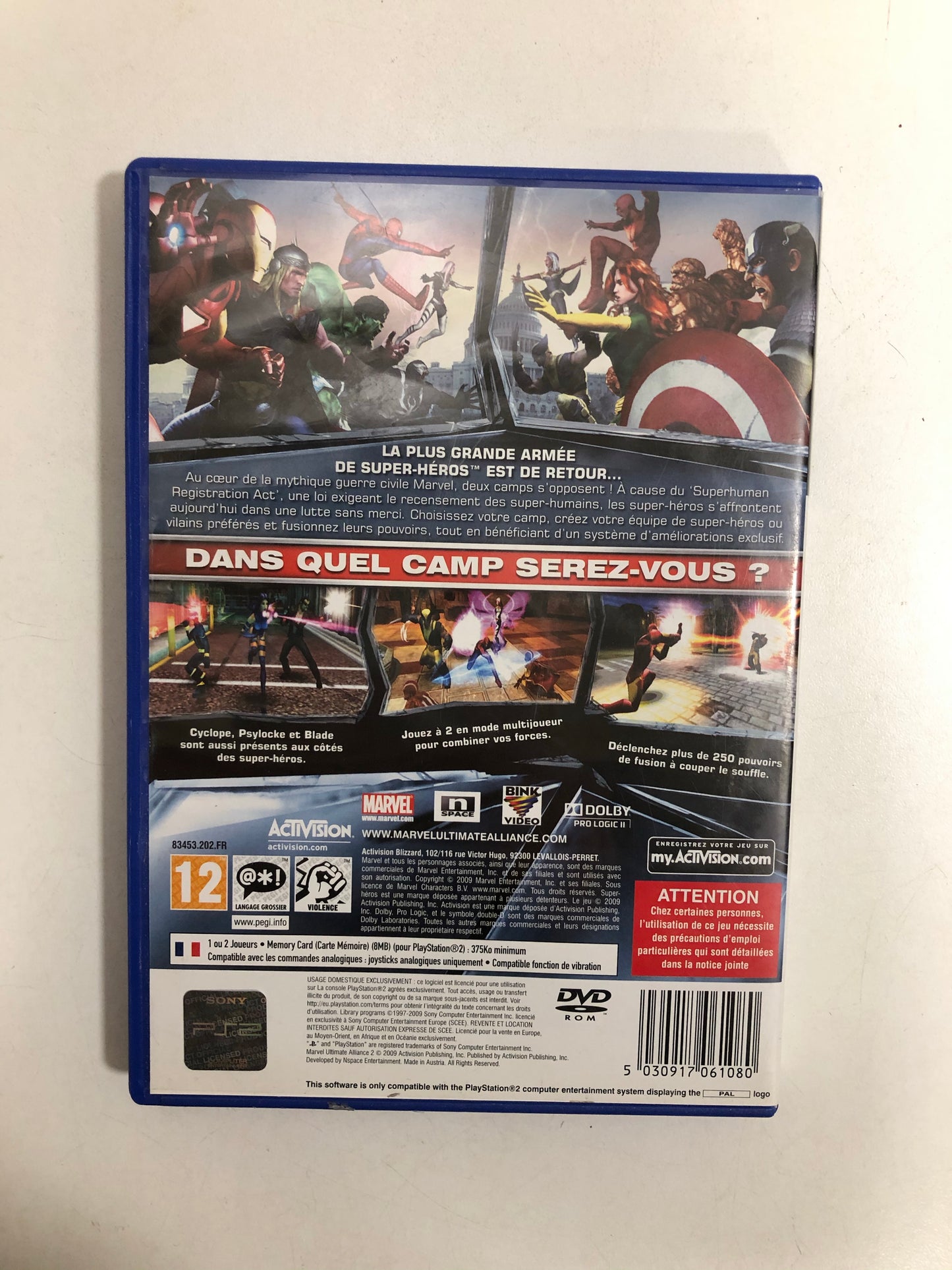 Marvel ultimate alliance 2 PAL Sony Ps2 avec notice