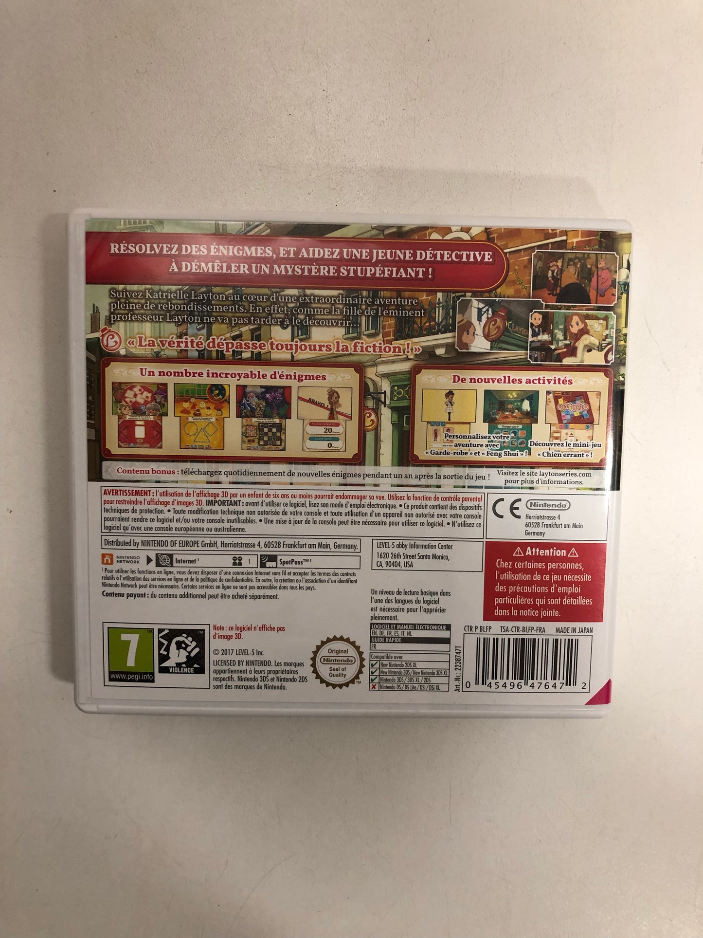 L’aventure layton Nintendo 3ds avec notice