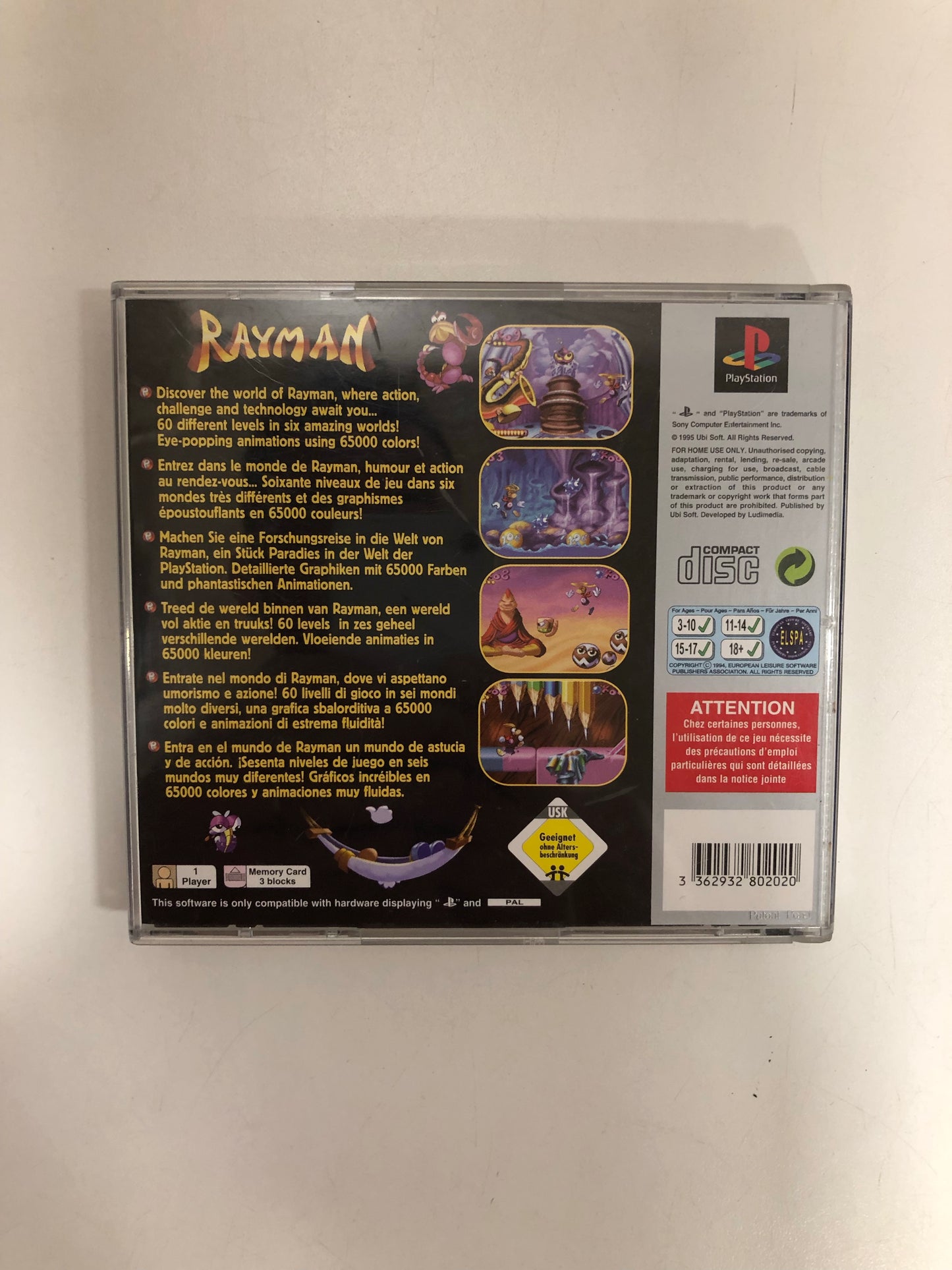 Rayman PAL Sony  ps1 avec notice