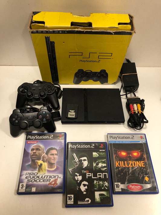 Sony PS2 slim + 2 manettes + 3 jeux + carte mémoire